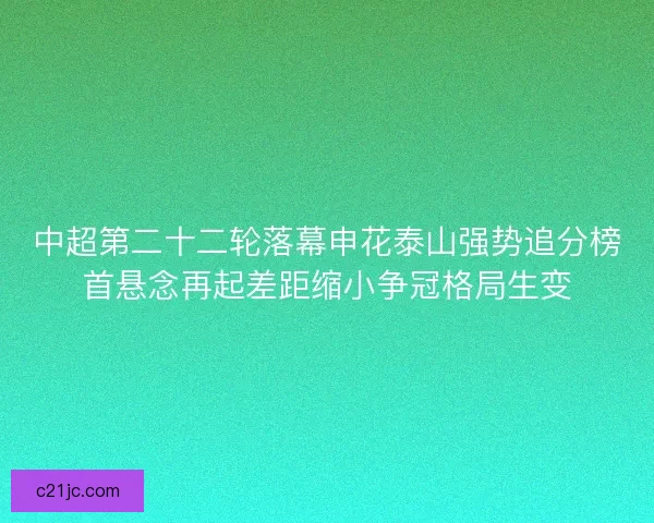 中超第二十二轮落幕申花泰山强势追分榜首悬念再起差距缩小争冠格局生变