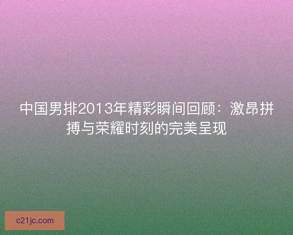 中国男排2013年精彩瞬间回顾：激昂拼搏与荣耀时刻的完美呈现